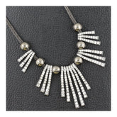Tribal Oxidized Antique Silver Plated Cz American Diamond Necklace
