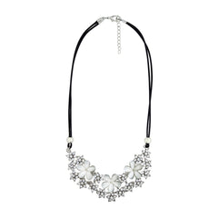 Flower Party Shiny Grey Crystal Cz American Diamond Pendant Necklace