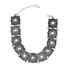 Oxidised Afghani Bohemian German Silver Beads Choker Necklace Earring