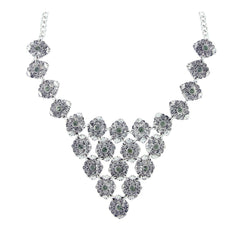 Tribal Bohemian Green Crystal Antique Oxidised German Silver Necklace