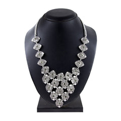 Tribal Bohemian Green Crystal Antique Oxidised German Silver Necklace