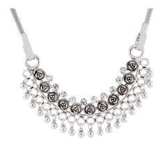 Tribal Bohemian Afghani Choker Crystal Oxidized Silver Necklace