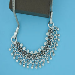 Tribal Bohemian Afghani Choker Crystal Oxidized Silver Necklace