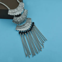 Oxidised Tribal Matte Rhodium Plated Beads Silver Choker Necklace