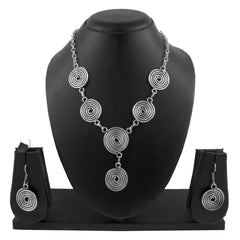 Oxidised Tribal Bohemian German Silver Necklace Earring Bracelet Set