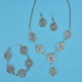 Oxidised Tribal Bohemian German Silver Necklace Earring Bracelet Set