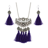 Tassel Dangle Filigree Oxidise Triba German Silver Necklace Earring