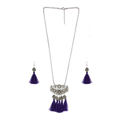 Tassel Dangle Filigree Oxidise Triba German Silver Necklace Earring