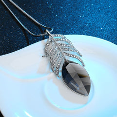 Leaf Crystal Cz Black Western Dress Party Sweater Chain Necklace