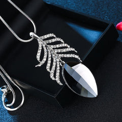 Leaf Crystal Cz Black Western Dress Party Sweater Chain Necklace