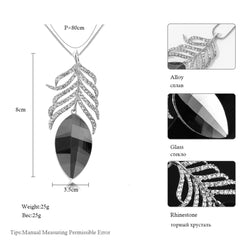 Leaf Crystal Cz Black Western Dress Party Sweater Chain Necklace