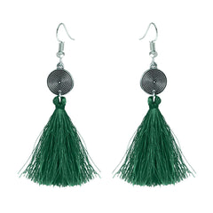 Tassel Dangle Filigree Oxidised Tribal German Silver Necklace Earring
