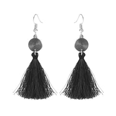 Tassel Dangle Filigree Oxidise Tribal German Silver Necklace Earring