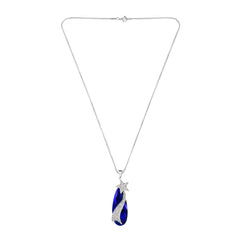 Sweater Star Cz Crystal Blue Stylish Party Long Necklace Pendant Chain