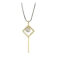 Hanging Cz Crystal Gold Western Party Sweater Long Chain Necklace