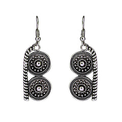 Oxidised Bohemian German Silver Diamond Choker Necklace Earring