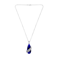Italian Crystal American Diamond Blue Silver Sweater Necklace