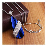 Italian Crystal American Diamond Blue Silver Sweater Necklace