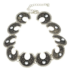 Chand Bali Oxidised Bohemian German Silver Diamond Coller Necklace