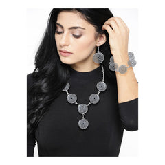 Oxidised Tribal Rope Bohemian German Silver Necklace Earring Bracelet