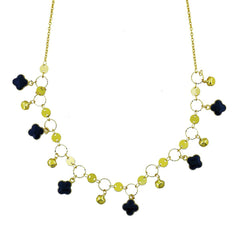 Delicate Black Charms 18K Gold Necklace Chain For Women