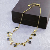 Delicate Black Charms 18K Gold Necklace Chain For Women