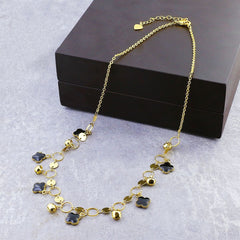 Delicate Black Charms 18K Gold Necklace Chain For Women