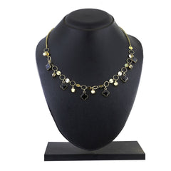 Delicate Black Charms 18K Gold Necklace Chain For Women