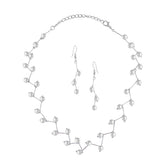 Pearl Link Chain Pearl Silver Plated Brass Choker Necklace Earring Set Girls Women