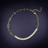 Gold Baguette Choker Cubic Zirconia Chain For Women