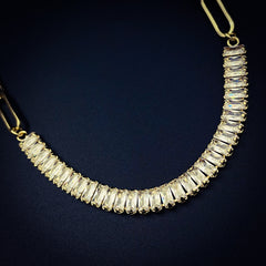 Gold Baguette Choker Cubic Zirconia Chain For Women