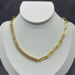 Gold Baguette Choker Cubic Zirconia Chain For Women