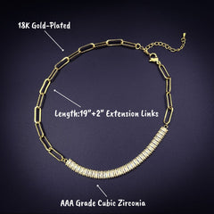 Gold Baguette Choker Cubic Zirconia Chain For Women