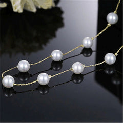 Round Pearl Gold Choker Stainless Steel Necklace Chain For Women