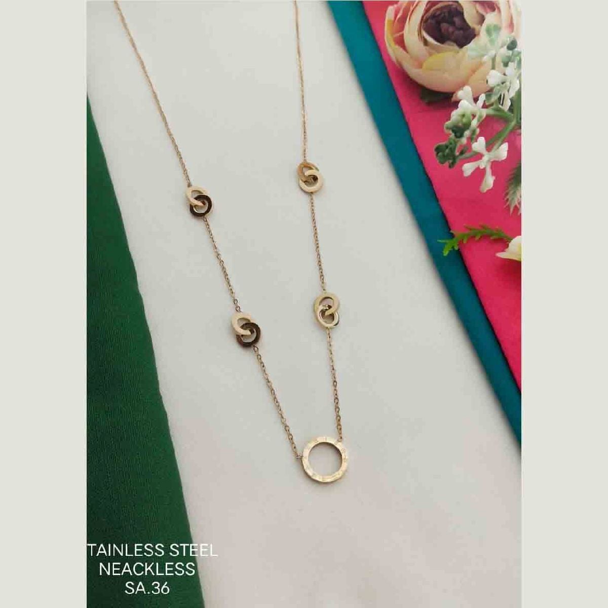 Round Roman Black Rose Gold Stainless Steel Necklace Pendant Chain Women