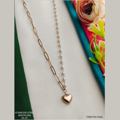 Love Heart Gold Brass Pendant Necklace Chain For Women