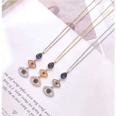 Stainless Steel Rose Gold Cubic Zirconia Evil eye Necklace Chain For Women