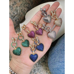 Love Heart Cubic Zirconia 18K Gold Copper Links Chain Necklace for Women