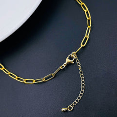 Love Heart Cubic Zirconia 18K Gold Copper Links Chain Necklace for Women