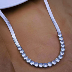 Snake Cubic Zirconia 18K Gold Stainless Steel Necklace Chain 18" for Women