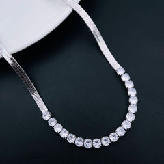 Snake Cubic Zirconia 18K Gold Stainless Steel Necklace Chain 18" for Women