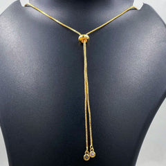 Dainty Solitaire Cubic Zirconia Gold Adjustable Necklace Chain Women