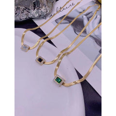 White Cubic Zirconia 18K Gold Stainless Steel Snake Necklace Chain Women