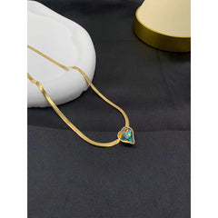 Rainbow Heart Love Austrian Crystal 18K Gold Snake Pendant Chain Women