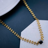 Black Princess Cut Cubic Zirconia 18K Gold Stainless Steel Fancy Necklace Chain for Women