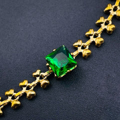 Black Princess Cut Cubic Zirconia 18K Gold Stainless Steel Fancy Necklace Chain for Women