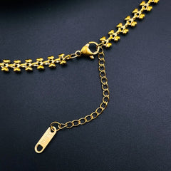 Black Princess Cut Cubic Zirconia 18K Gold Stainless Steel Fancy Necklace Chain for Women