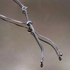 Studded Snake Cubic Zirconia Eternity Solitaire Silver Adjustable Necklace for Women