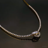 Dual Circle Eternity Solitaire 18K Gold Adjustable Necklace for Women