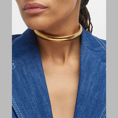 Cobra Snake 18K Gold Anti Tarnish Stainless Steel Choker Necklace For Women